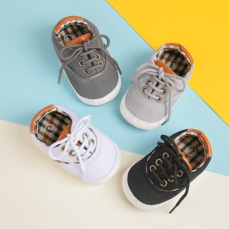 ohsofy Morbido Infant Baby Boys Girls Canvas Sneaker Toddler Slip On Anti Skid Newborn First Walkers Candy Shoes for 0-18 Months White - Image 1